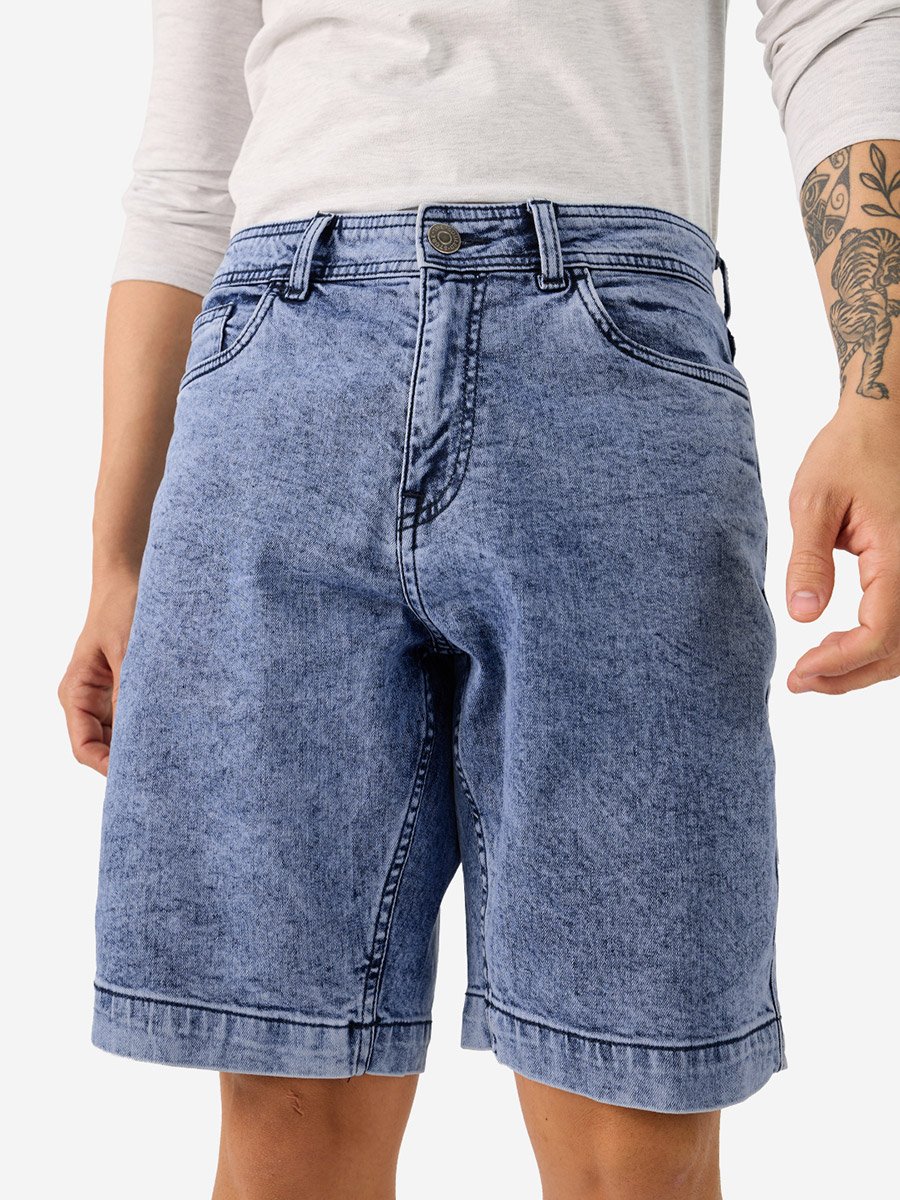 Men Blue Denim Shorts with Pockets