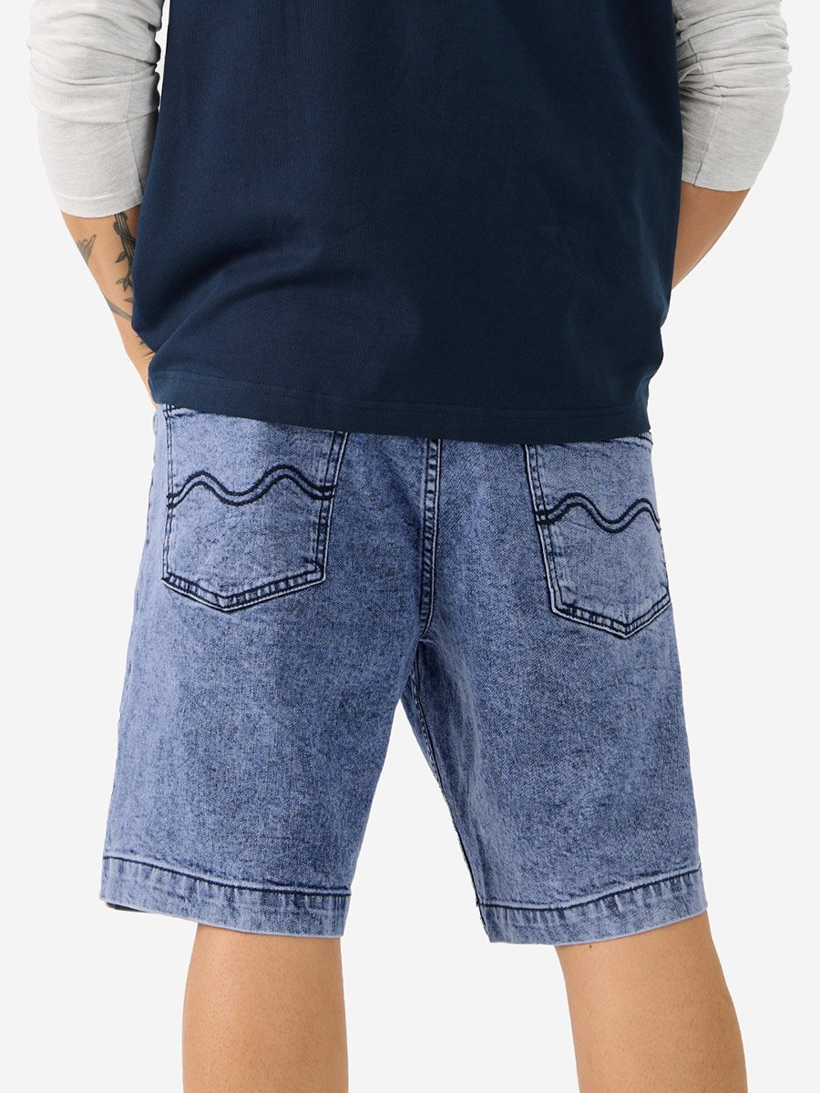 Men Blue Denim Shorts with Pockets