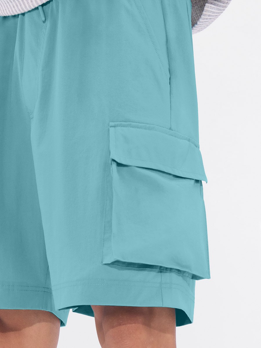 Men Blue Knee Length Cargo Shorts
