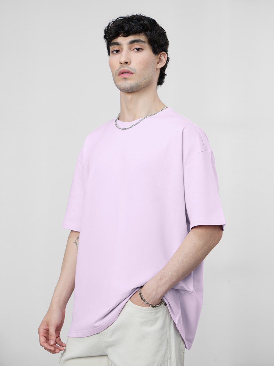 Men Lilac Oversized Dropped Shoulder T-Shirt
