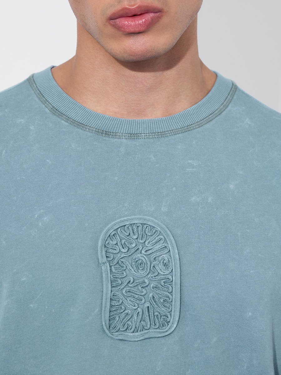 Men Blue Vintage Wash Oversized T-Shirt