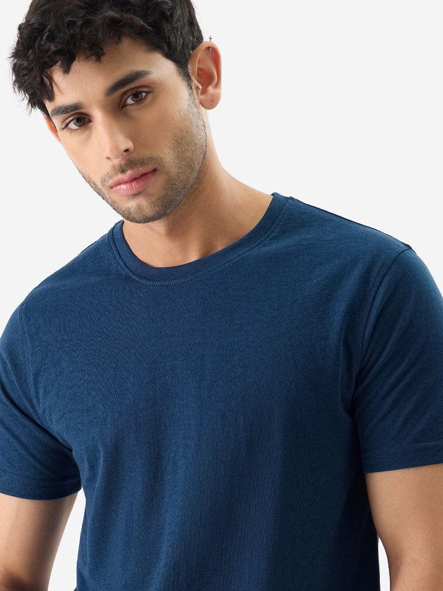 Men Blue Solid Sustainable T-Shirt