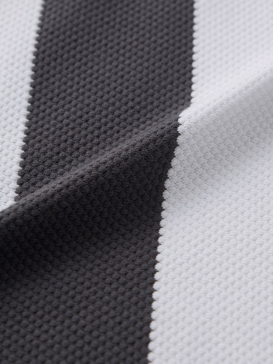 Men Grey Striped Textured Polo