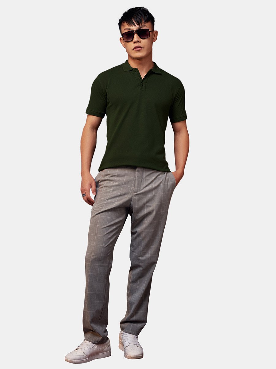 Men Dark Green Slim Fit Polo