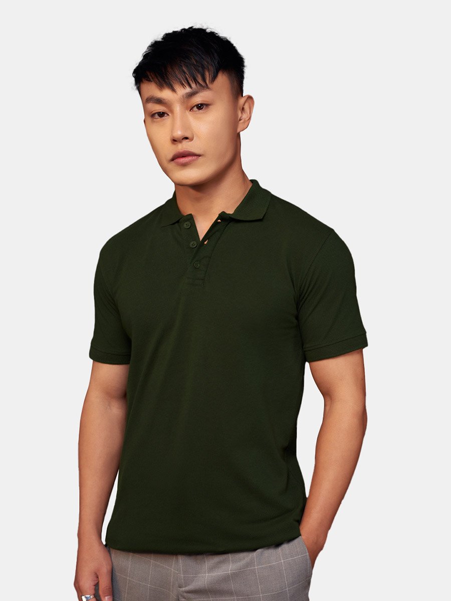 Men Dark Green Slim Fit Polo