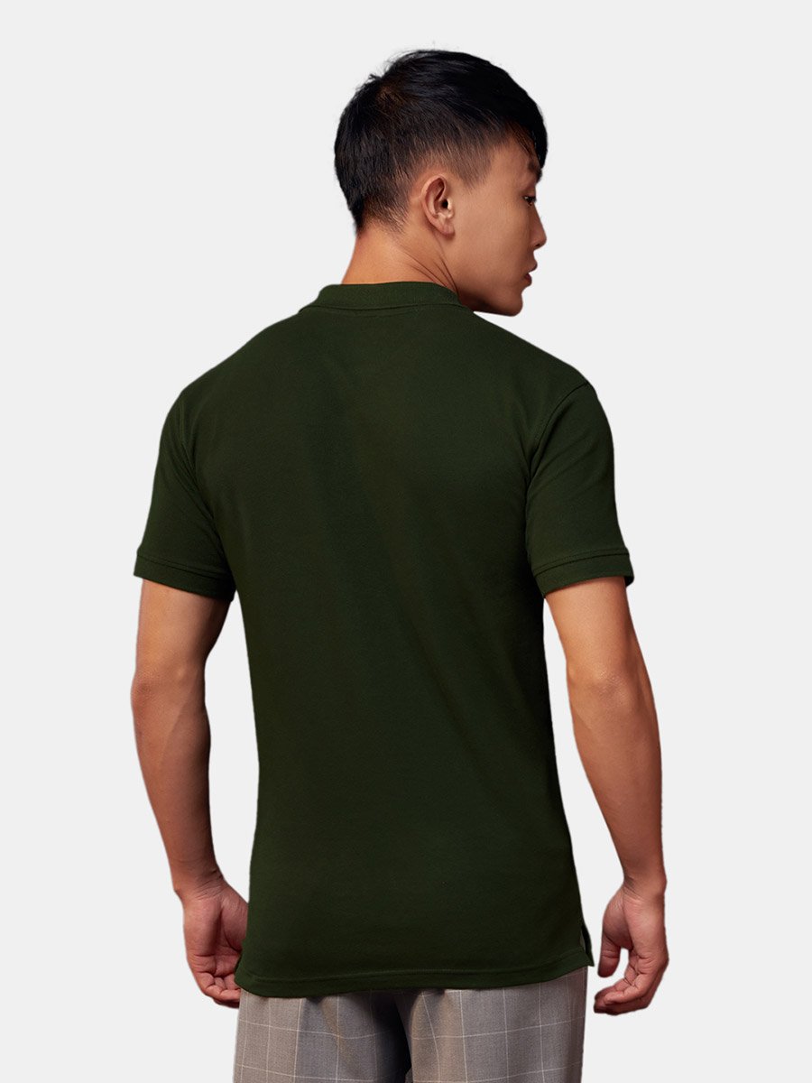 Men Dark Green Slim Fit Polo
