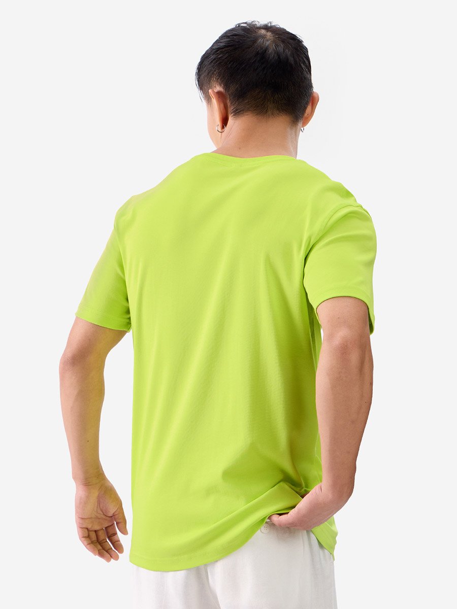 Men Neon Green Plain Interlock Cotton T-Shirt