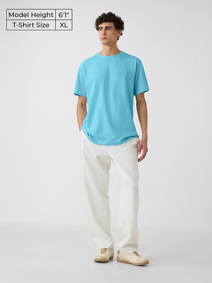 Men Blue Relaxed Fit Cotton T-Shirt