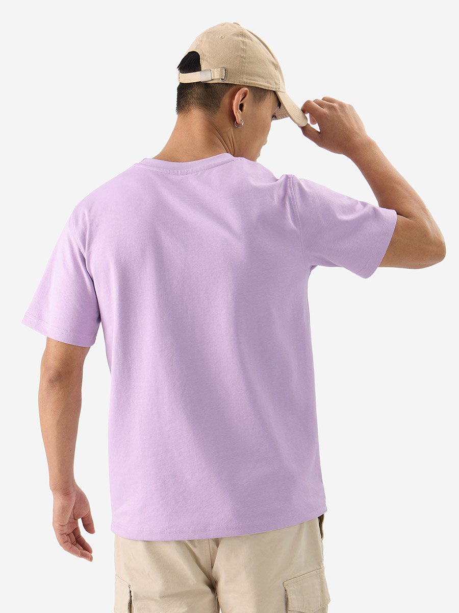 Men Lilac Plain Casual T-Shirt
