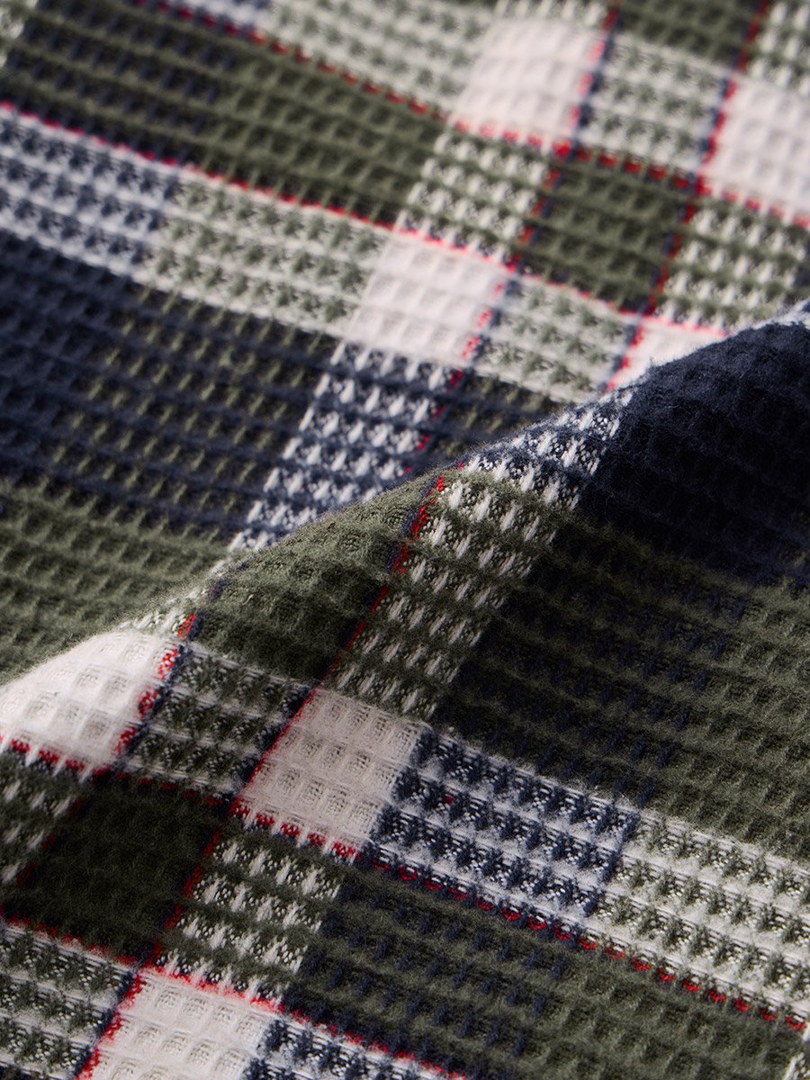 Men Green Checked Flannel Textured Shirt
