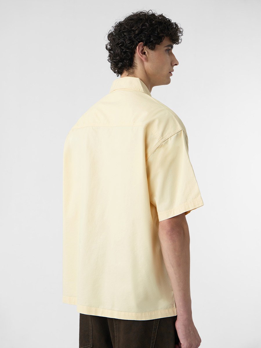 Men Cream Paneled Oversized Shirt