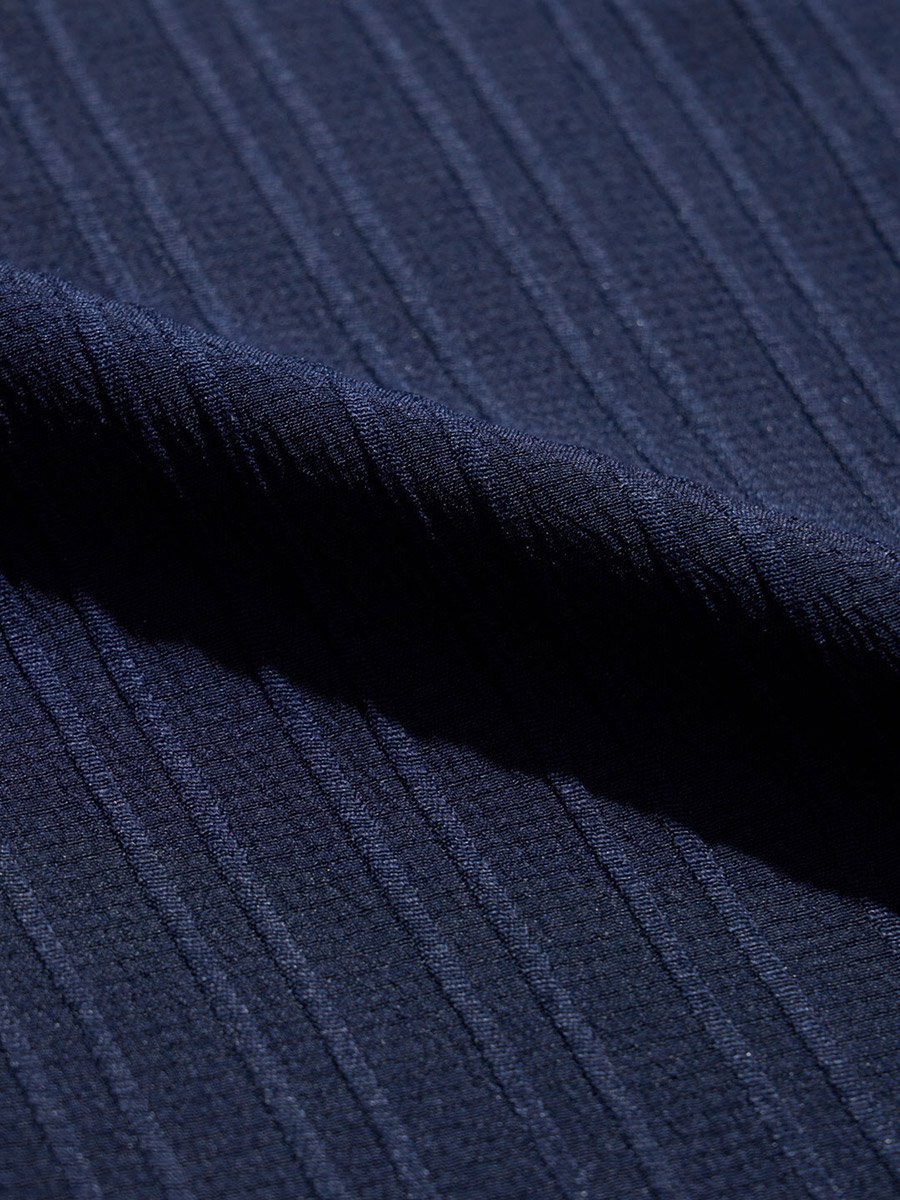 Men Navy Resort Collar Textured Shirt