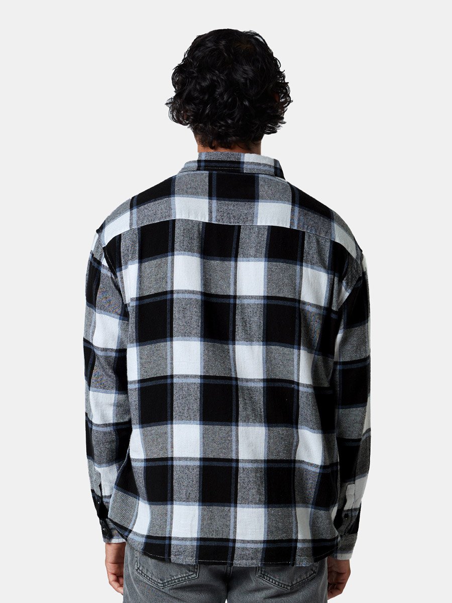 Men Blue Checked Flannel Utility Shirt