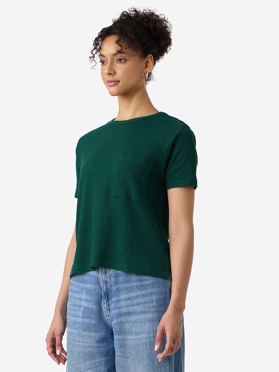 Green Cotton Ribbed T-Shirt