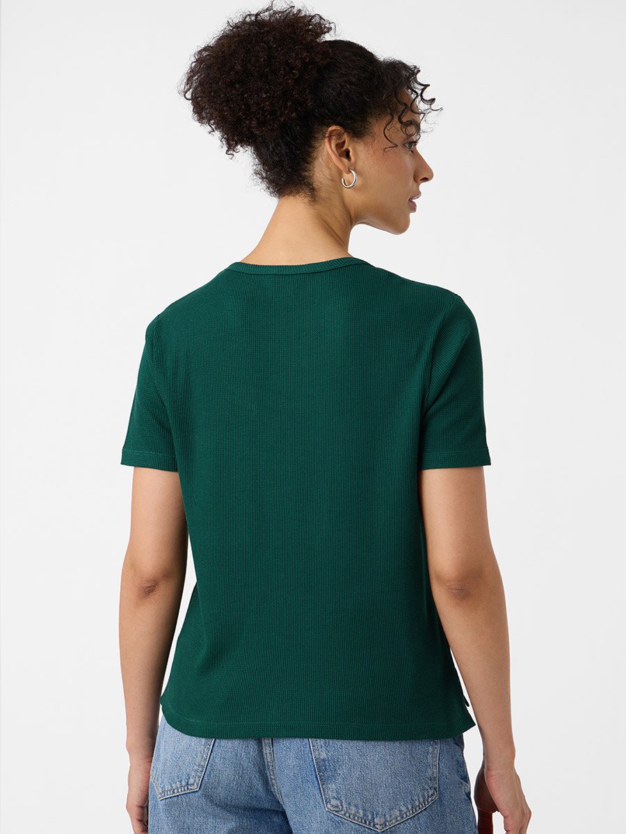 Green Cotton Ribbed T-Shirt