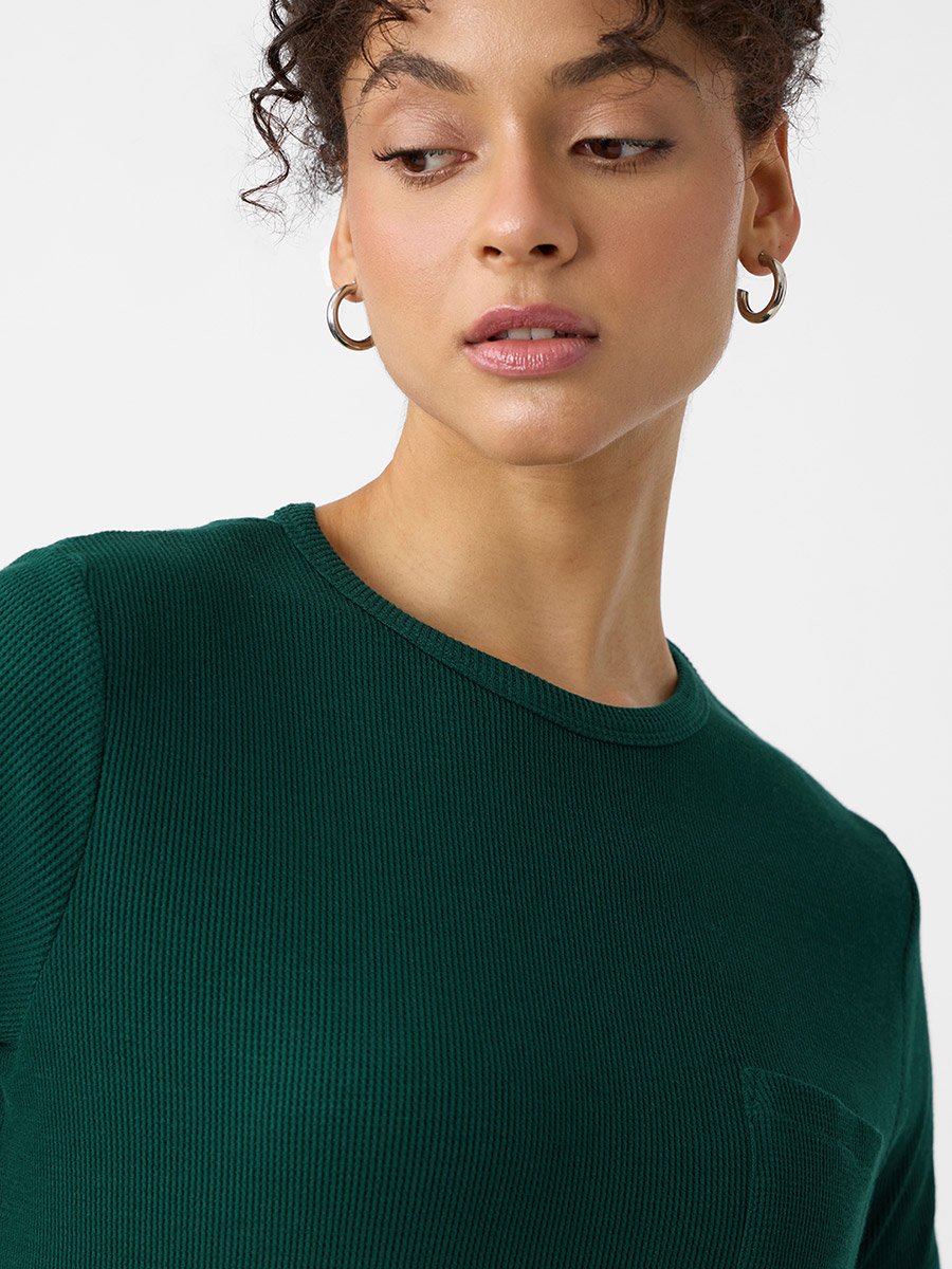 Green Cotton Ribbed T-Shirt