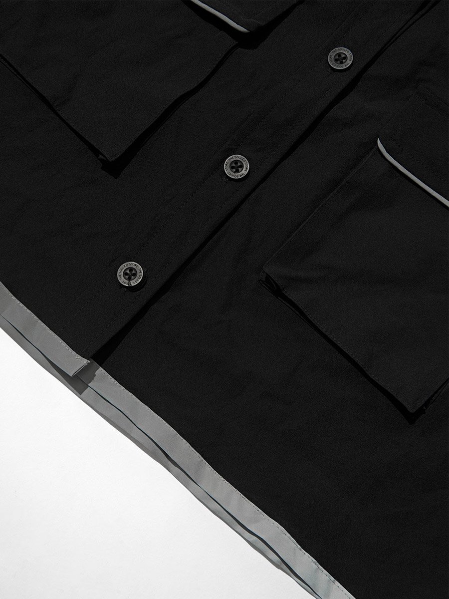 Black Crop Shirt with Flap Pocket