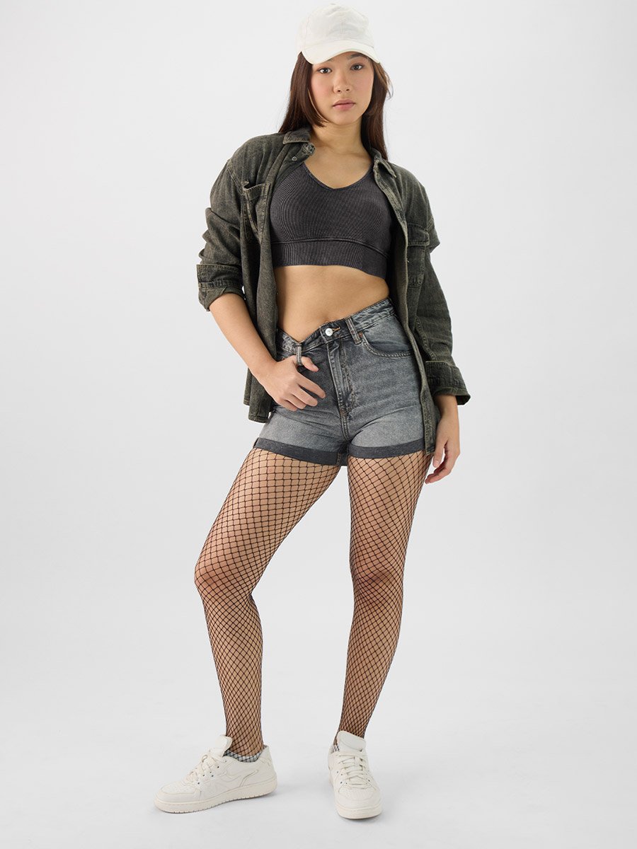 Charcoal Ribbed Acid Washed Bralette