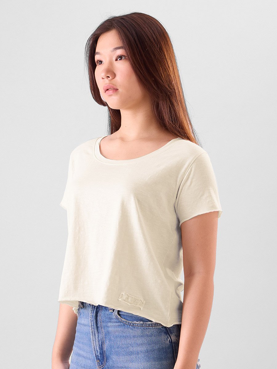 Off White Relaxed Fit Slub T-Shirt