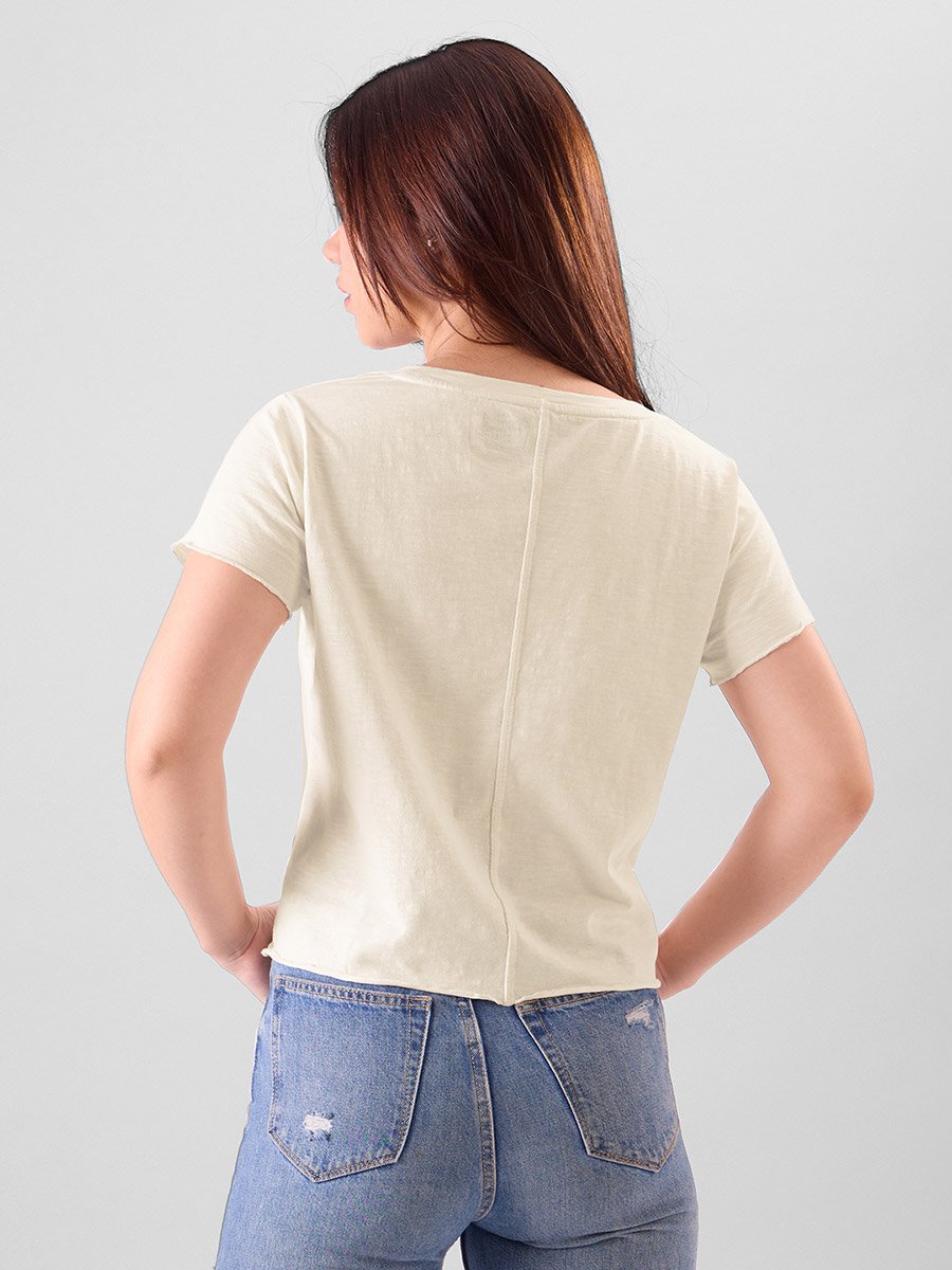 Off White Relaxed Fit Slub T-Shirt