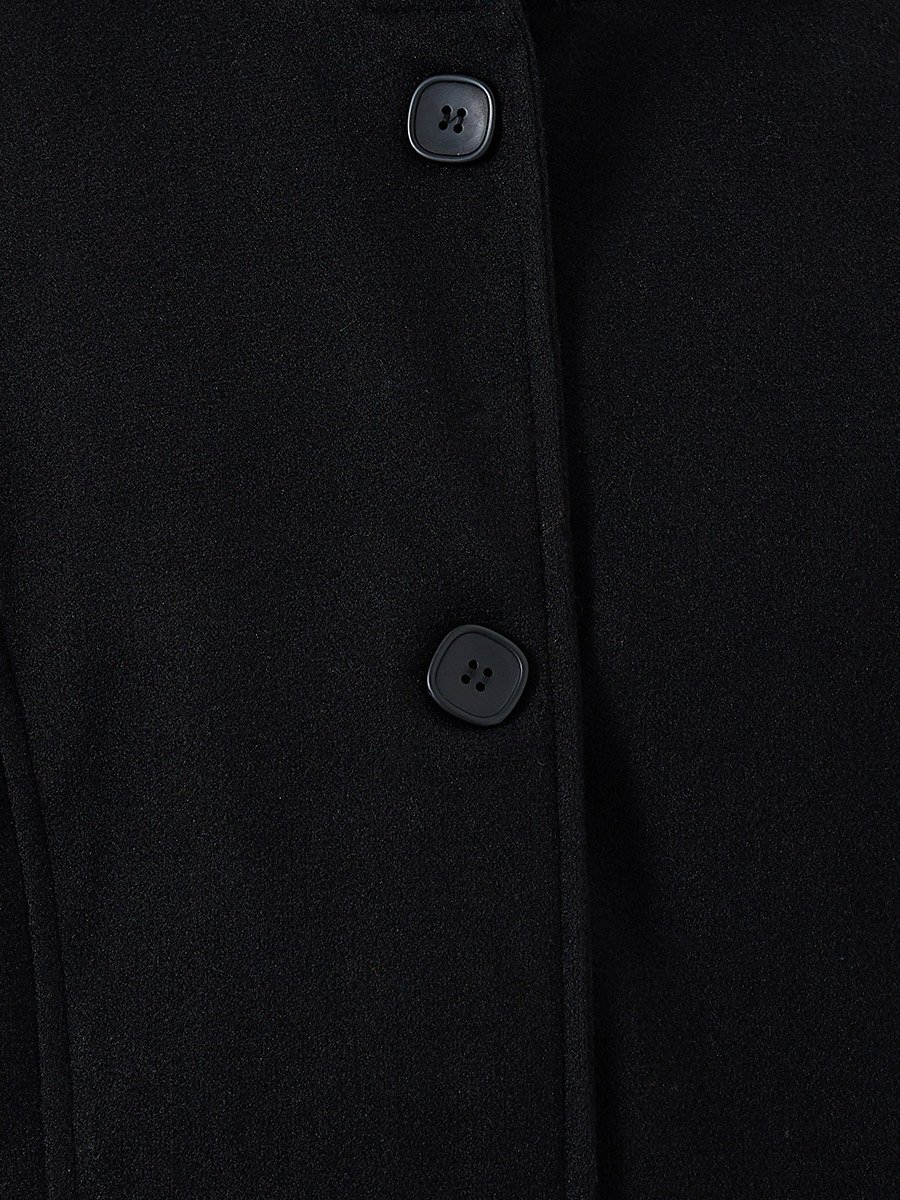 Black Regular Fit Button-Down Coat
