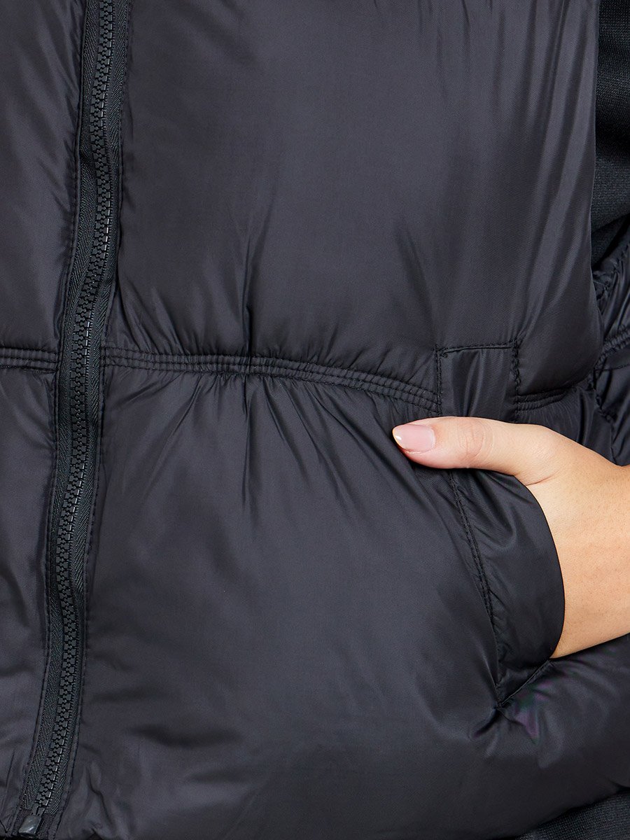 Black Regular Fit Crop Padded Jacket