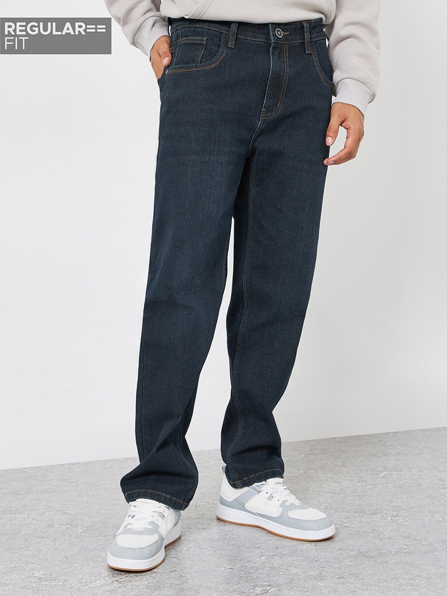 Men Dark Wash Regular Fit Denim Jeans