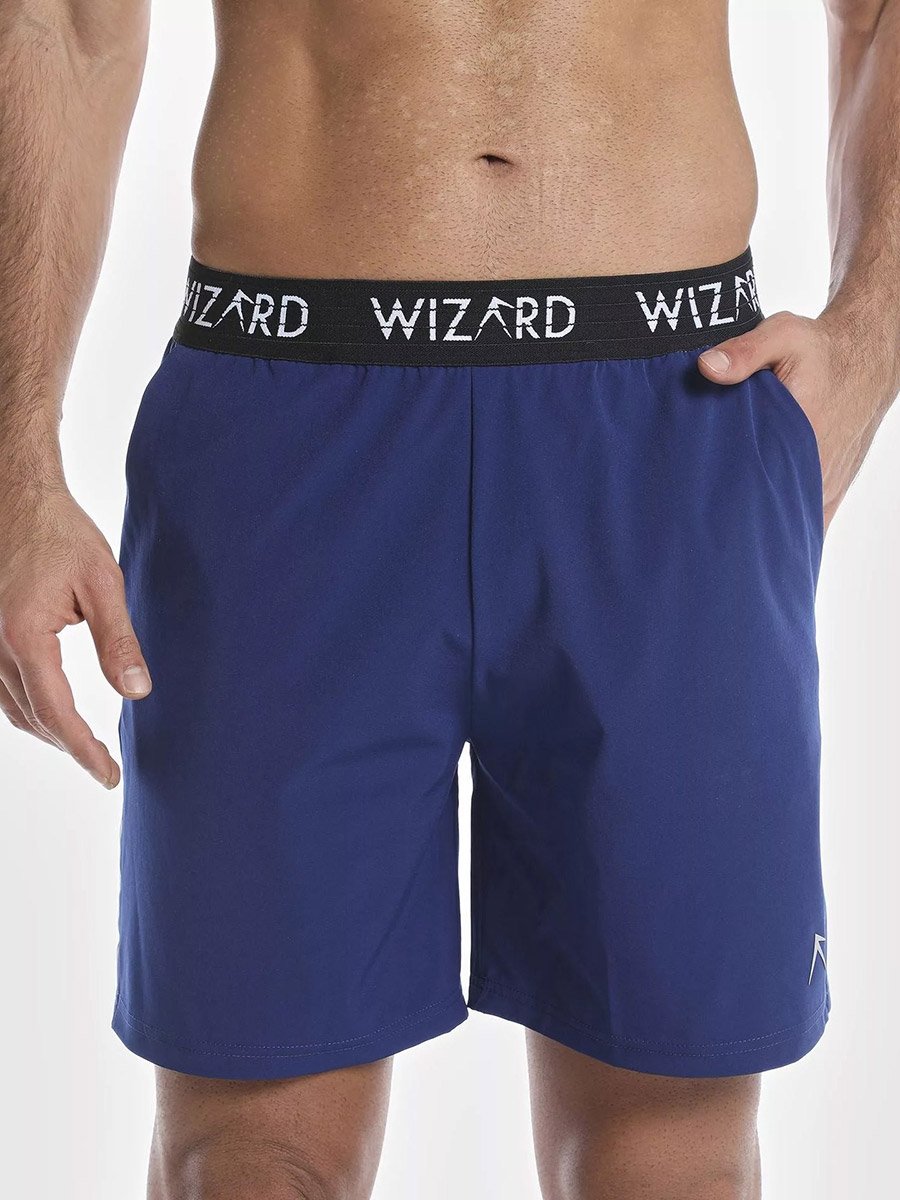 Jacquard Elastic-Waist 4 Way Stretch Workout Shorts With Zipper Pockets
