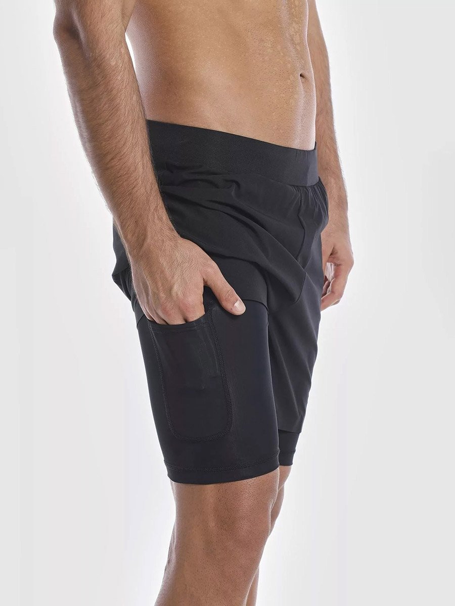 High-Waist 4 Way Stretch 2 In 1 Running Shorts With Slit Detail