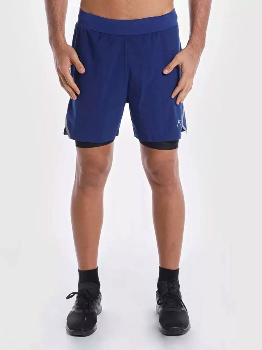 High-Waist 4 Way Stretch 2 In 1 Running Shorts With Slit Detail