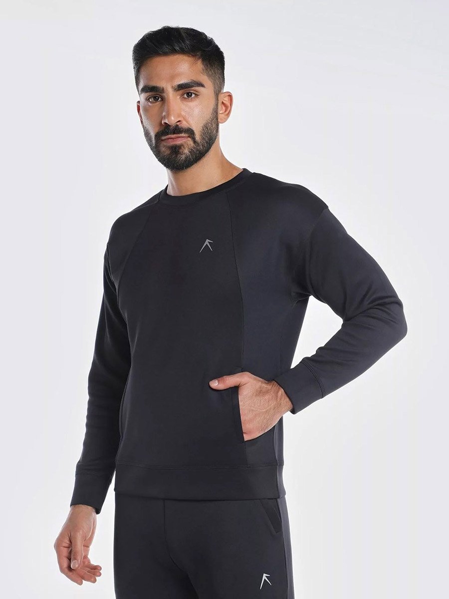 4 Way Stretchable Raglan Uni Comfy Sweatshirt With Logo Detail