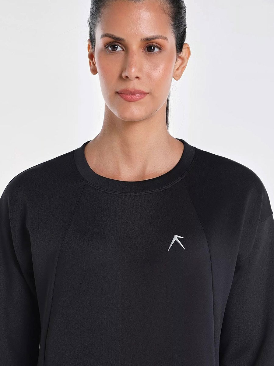 4 Way Stretchable Raglan Uni Comfy Sweatshirt With Logo Detail