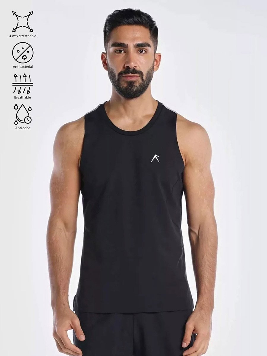 Anti Odor Breathable Solid Tank Top With Logo Detail