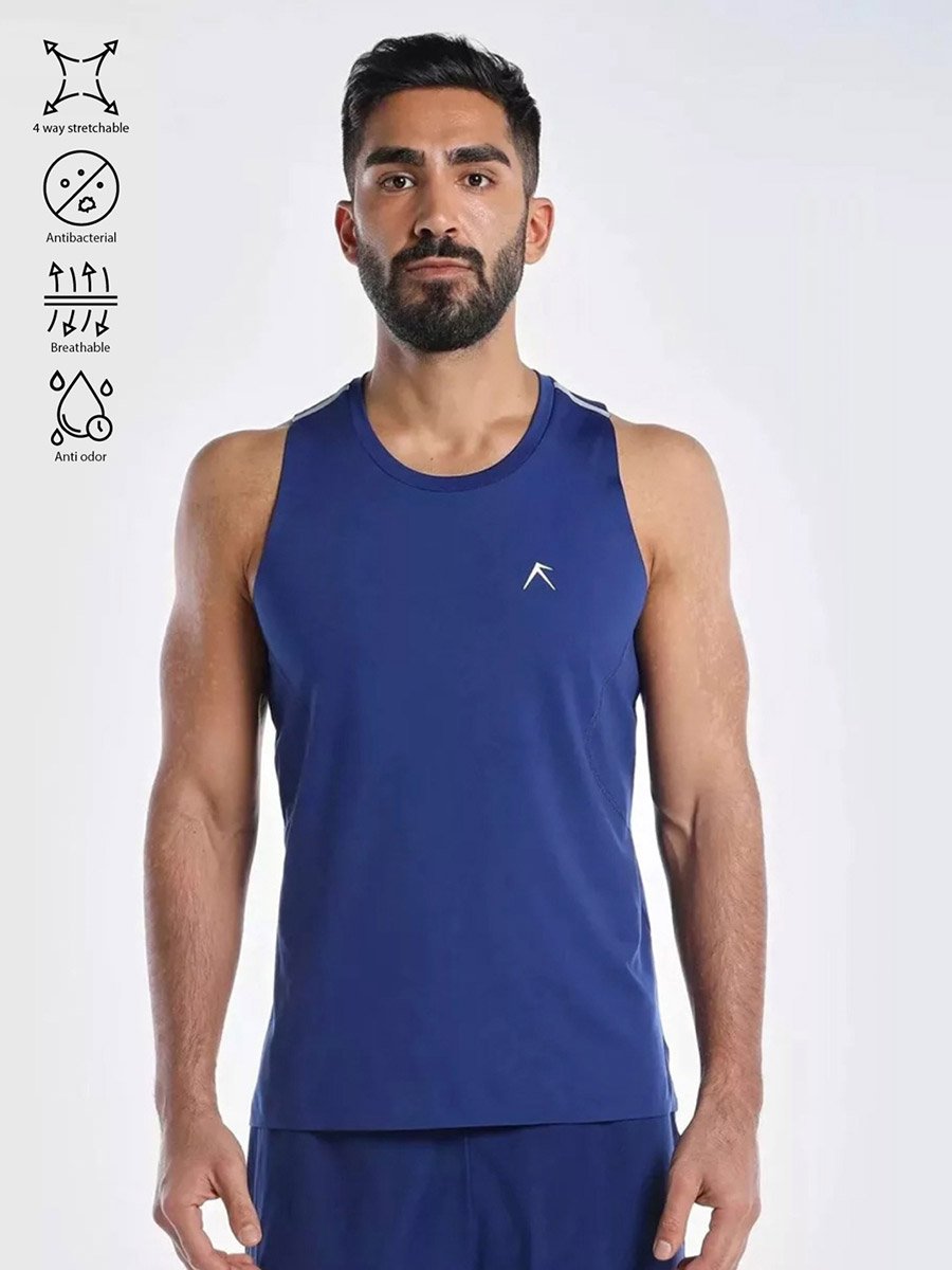 Anti Odor Breathable Solid Tank Top With Logo Detail