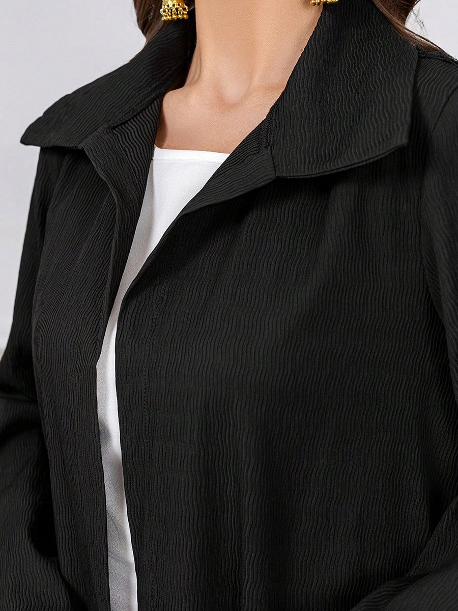 Black Furry Back Panel Front Open Kimono