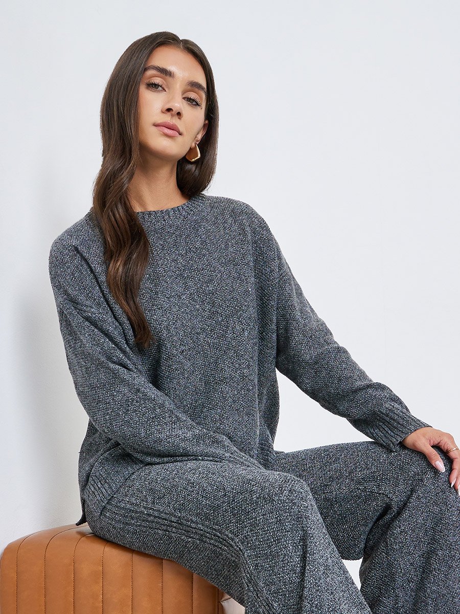Charcoal Boxy Fit Knit Sweater
