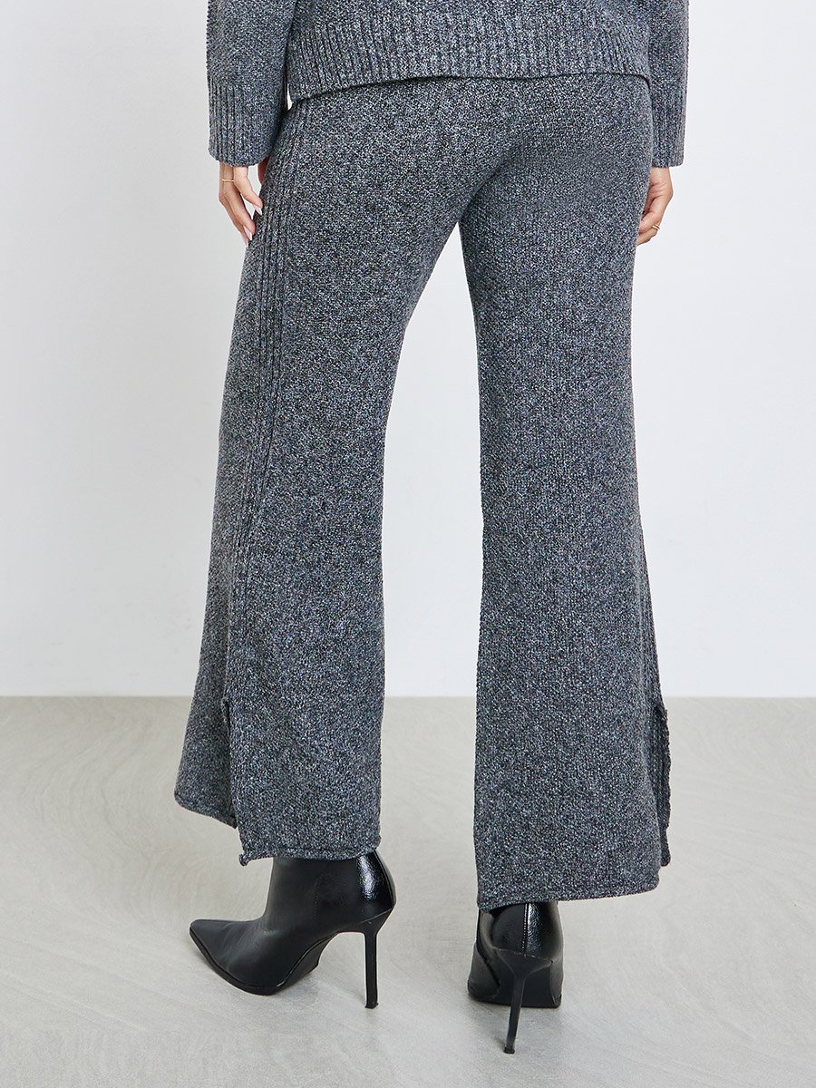 Charcoal Wide Leg Flat Knit Pants