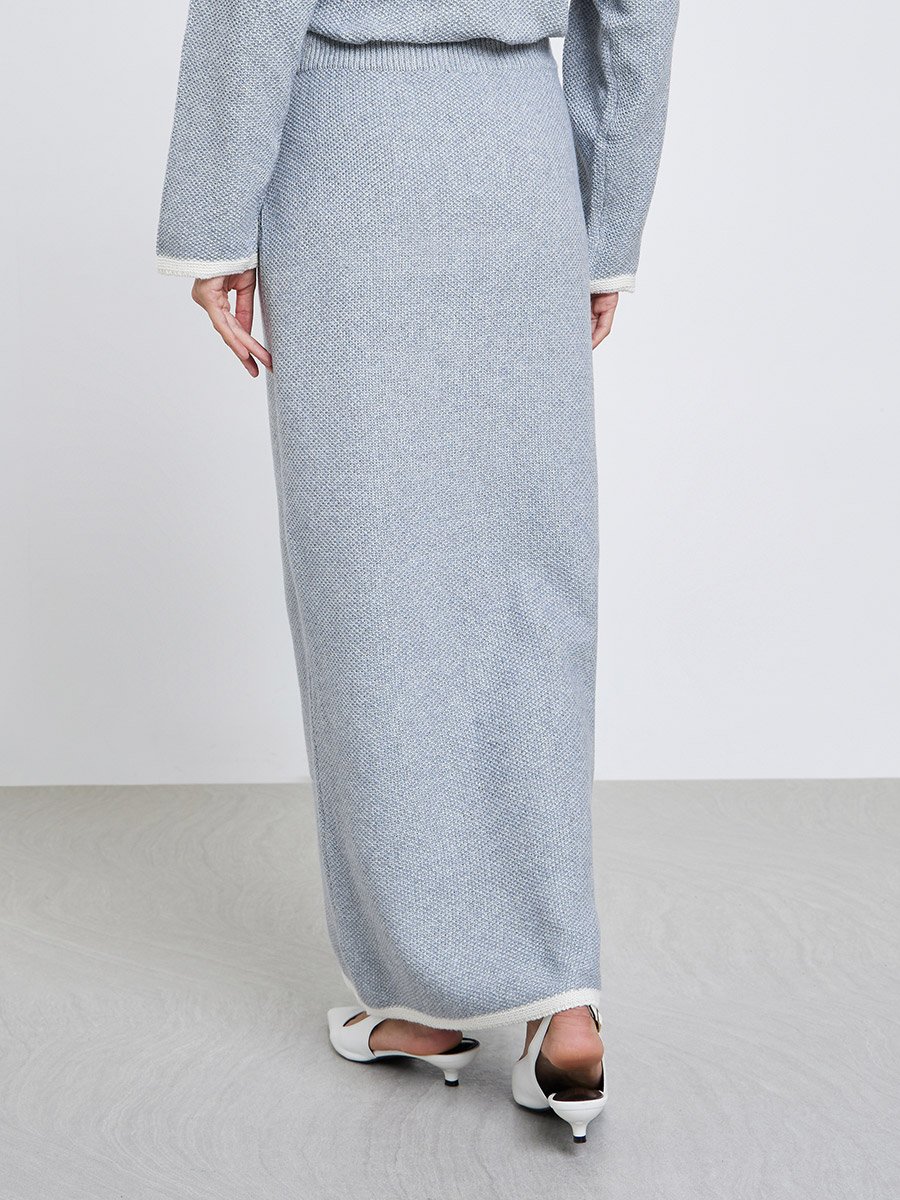 Grey A-Line Midi Skirt