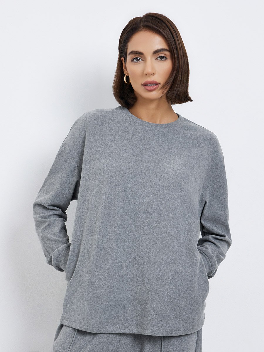 Grey Oversized Longline Sweatshirt