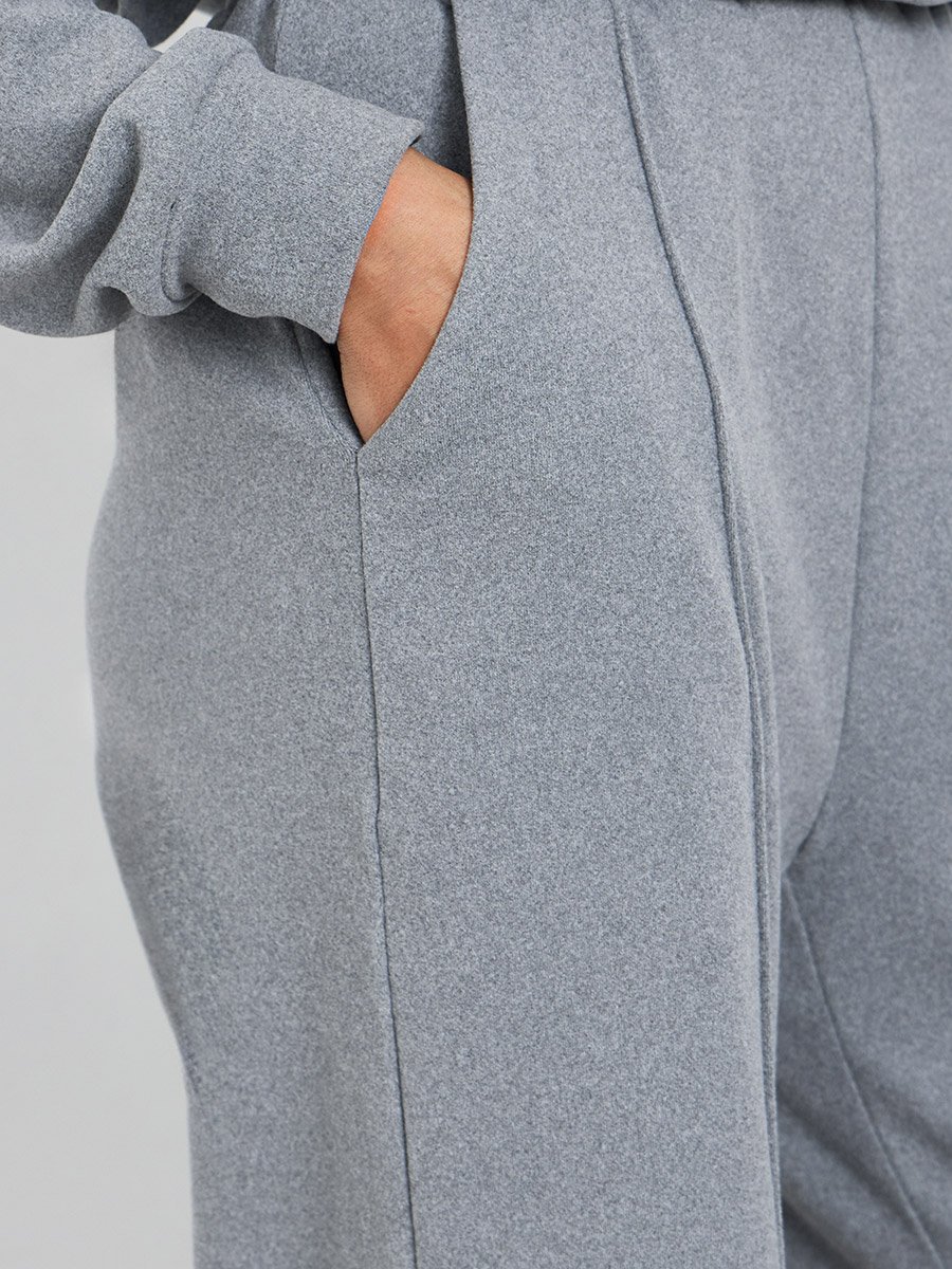 Women Grey Solid Wide Leg Joggers
