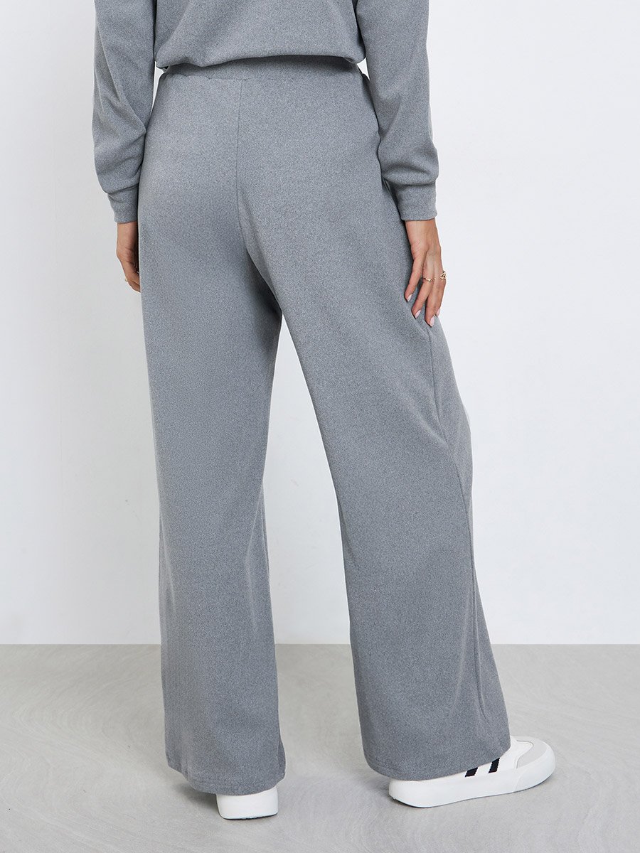 Women Grey Solid Wide Leg Joggers