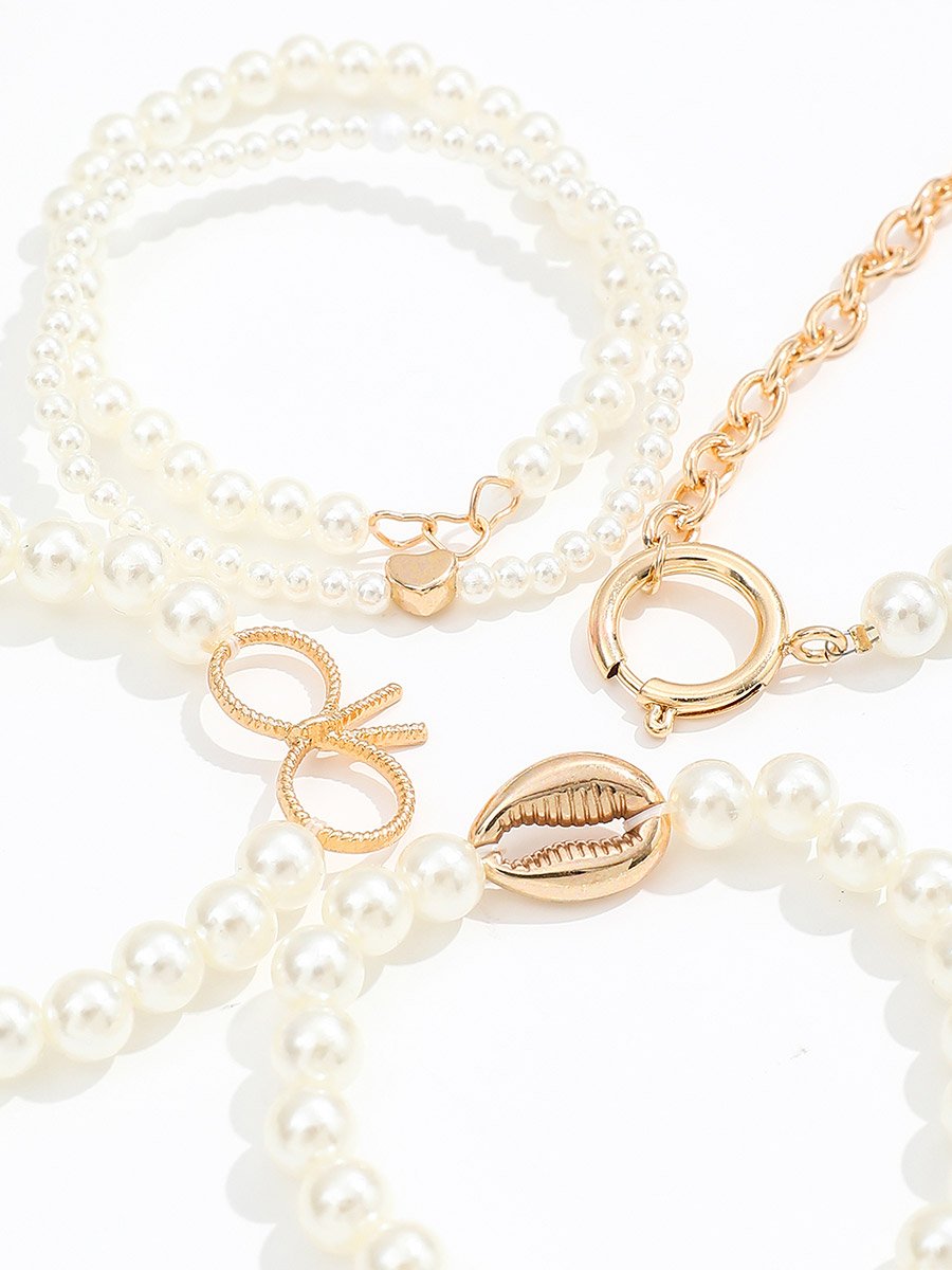 Set of 5 - Faux Pearl Bracelets