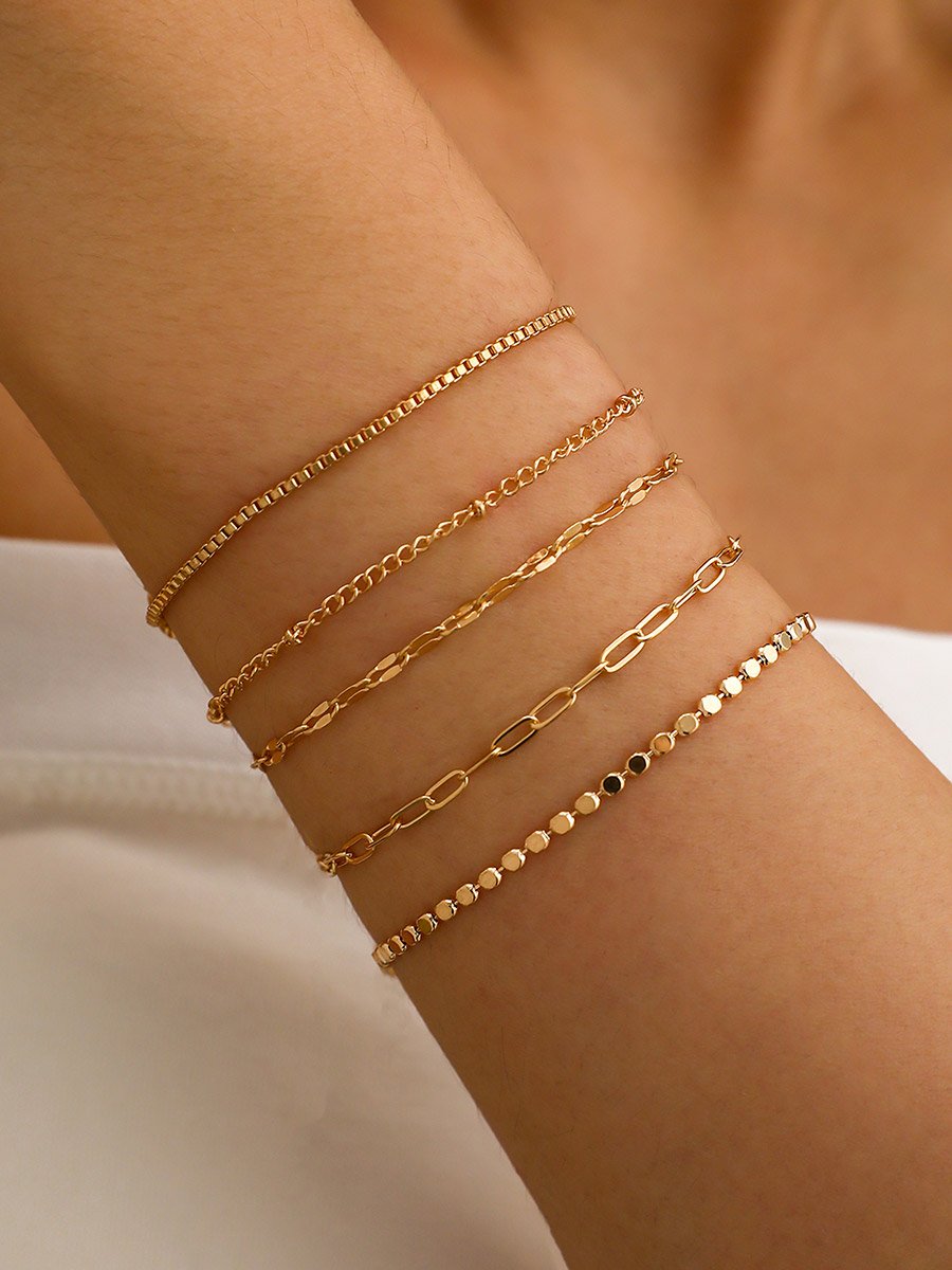 Set of 5 - Assorted Link Bracelets