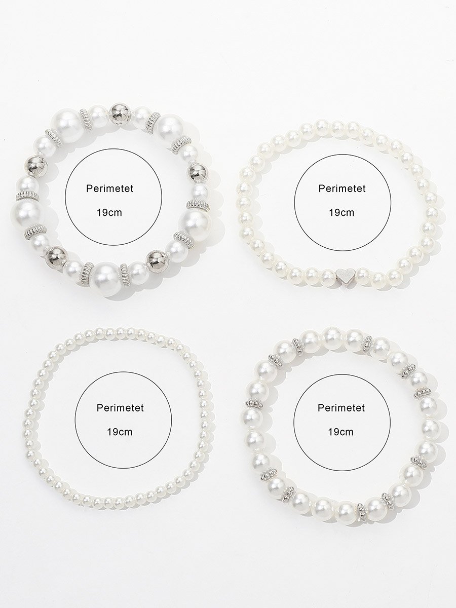 Set of 5 - Faux Pearl Bracelets