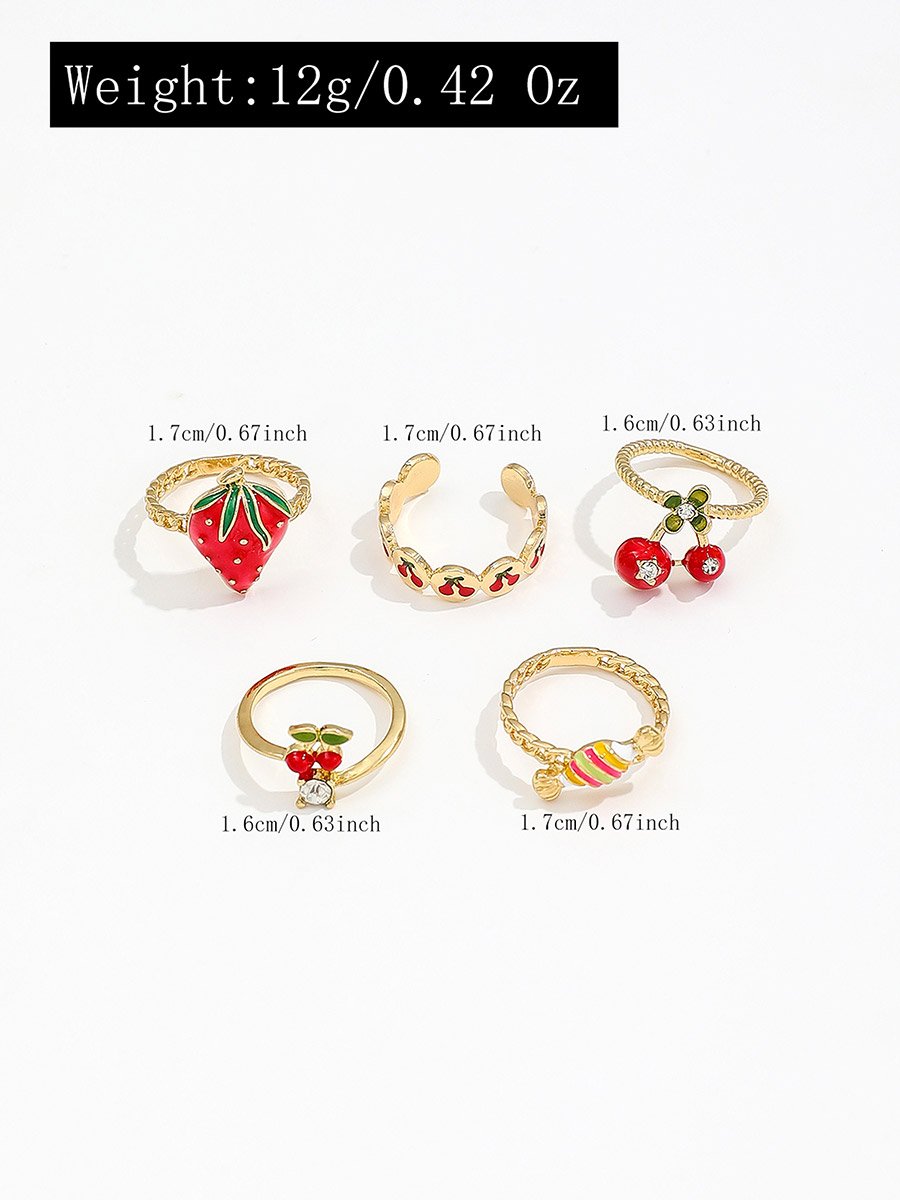 Set of 5 - Fruit Decor Rings