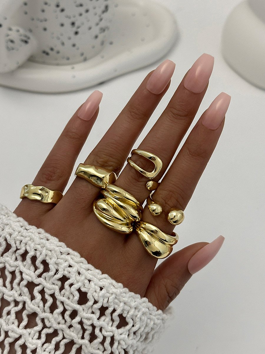 Set of 6 - Gold Statement Rings