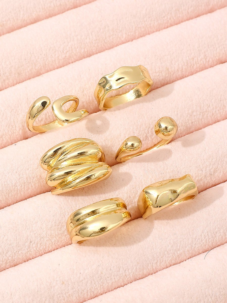 Set of 6 - Gold Statement Rings