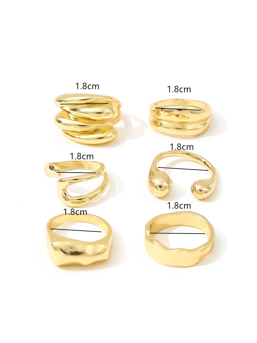 Set of 6 - Gold Statement Rings