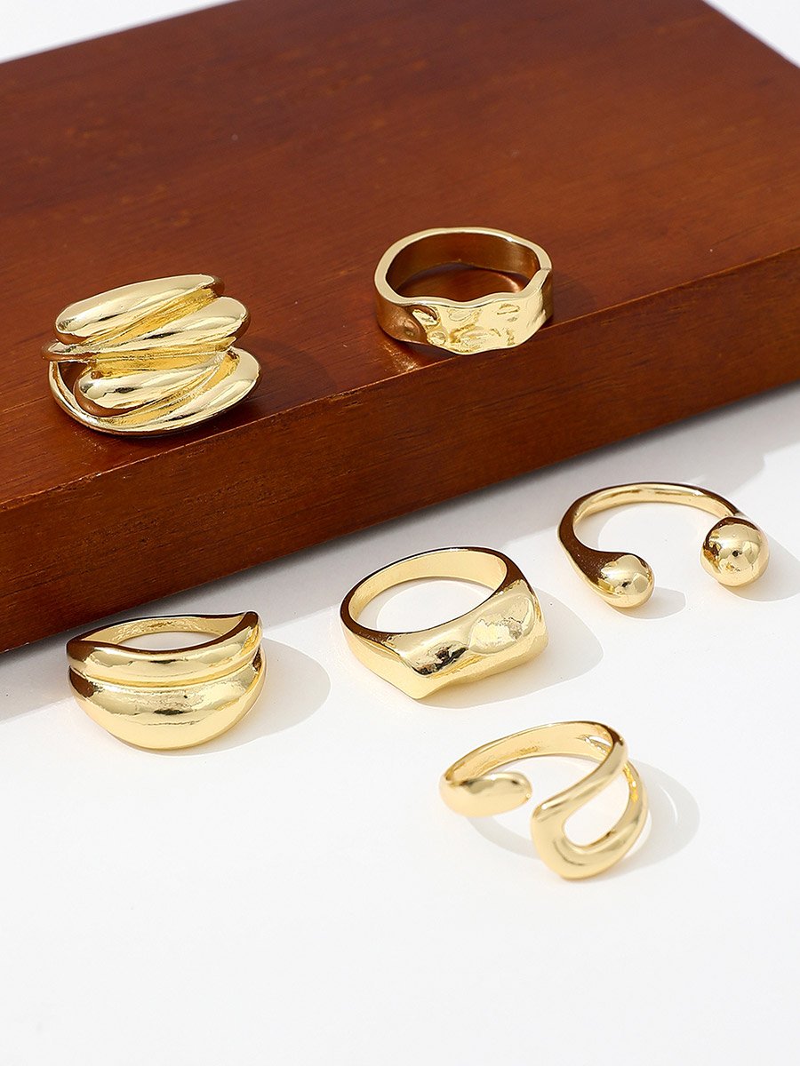 Set of 6 - Gold Statement Rings