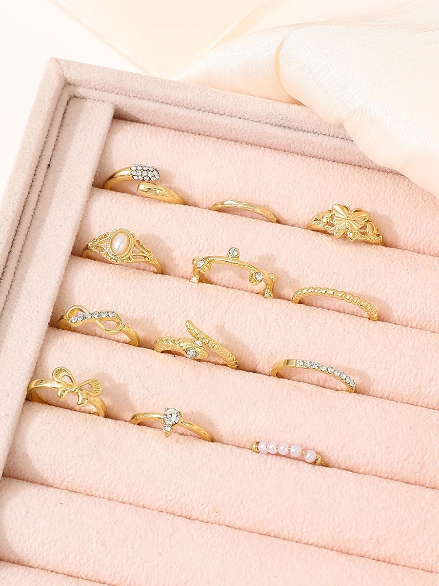 Set of 12 - Embellished Rings
